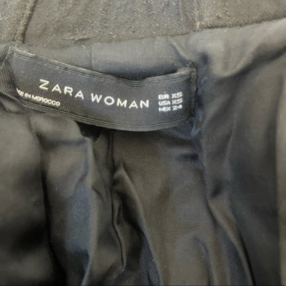 ZARA Women's Brown Pea Coat Full Zip Front Buckle Detail Faux Fur Hood Size XS - Picture 4 of 12